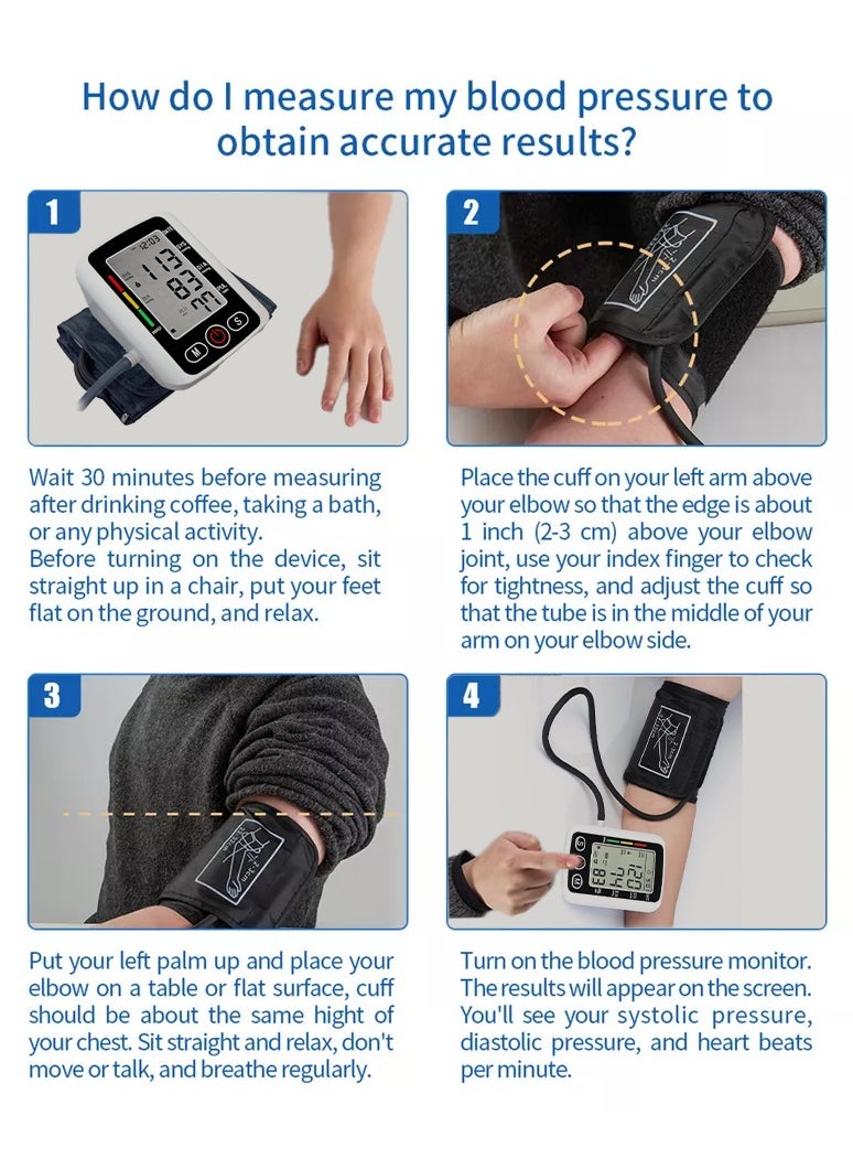Eworld - Digital Upper Arm Blood Pressure Monitor, Professional Heartbeat Tonometer with Adjustable Cuff, Accurate Readings, IHB Detection and Memory for 2 Users (99 Sets), Portable Health Care Device for Home Use - Image 1