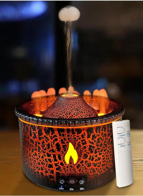 Volcano Diffuser, Essential Oil Diffuser 300ml Volcano Humidifier with Flame & Volcano Mist Mode, 2 Colors, Timer, Auto Shut-Off Remote Control Flame Diffusers for Home Bedroom