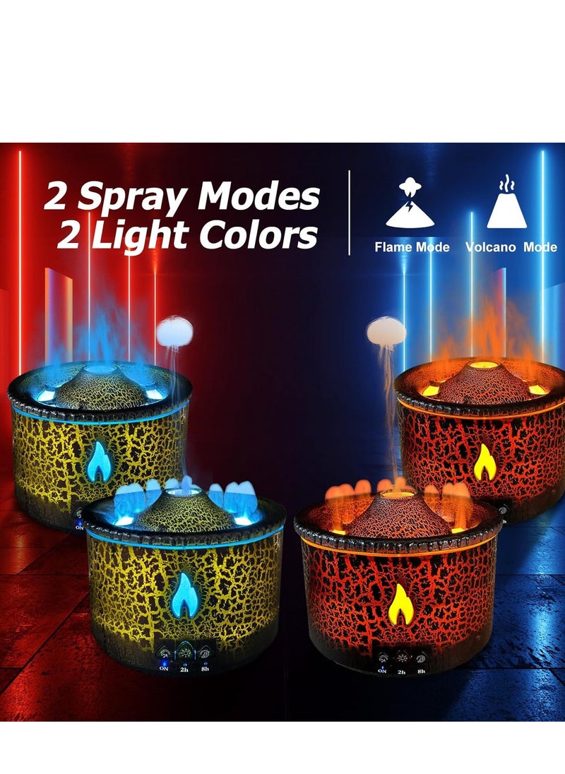 Volcano Diffuser, Essential Oil Diffuser 300ml Volcano Humidifier with Flame & Volcano Mist Mode, 2 Colors, Timer, Auto Shut-Off Remote Control Flame Diffusers for Home Bedroom