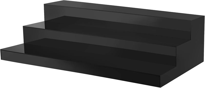 TPGP CiaoHER Large Acrylic Wine Liquor Bottle Rack 3 Tier Black Countertop Riser Display - 2 Pack - Image 5