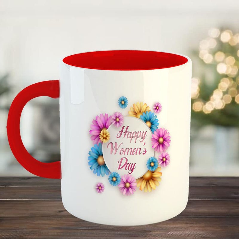 Happu Happu Printed Ceramic Coffee Mug Womens Day Theme Happy Womens Day 9 Gift for Miss Gift for Lady Boss Gift for Wife Gift for Babe 325 ML11Oz 3079RD  - Image 2