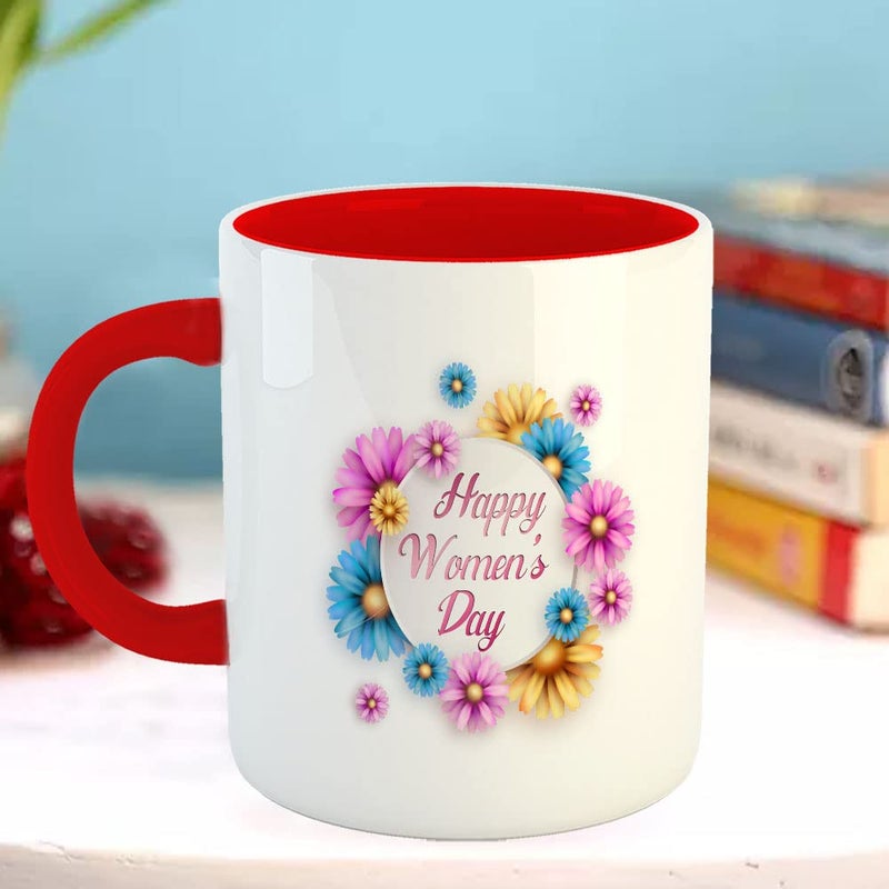 Happu Happu Printed Ceramic Coffee Mug Womens Day Theme Happy Womens Day 9 Gift for Miss Gift for Lady Boss Gift for Wife Gift for Babe 325 ML11Oz 3079RD  - Image 3