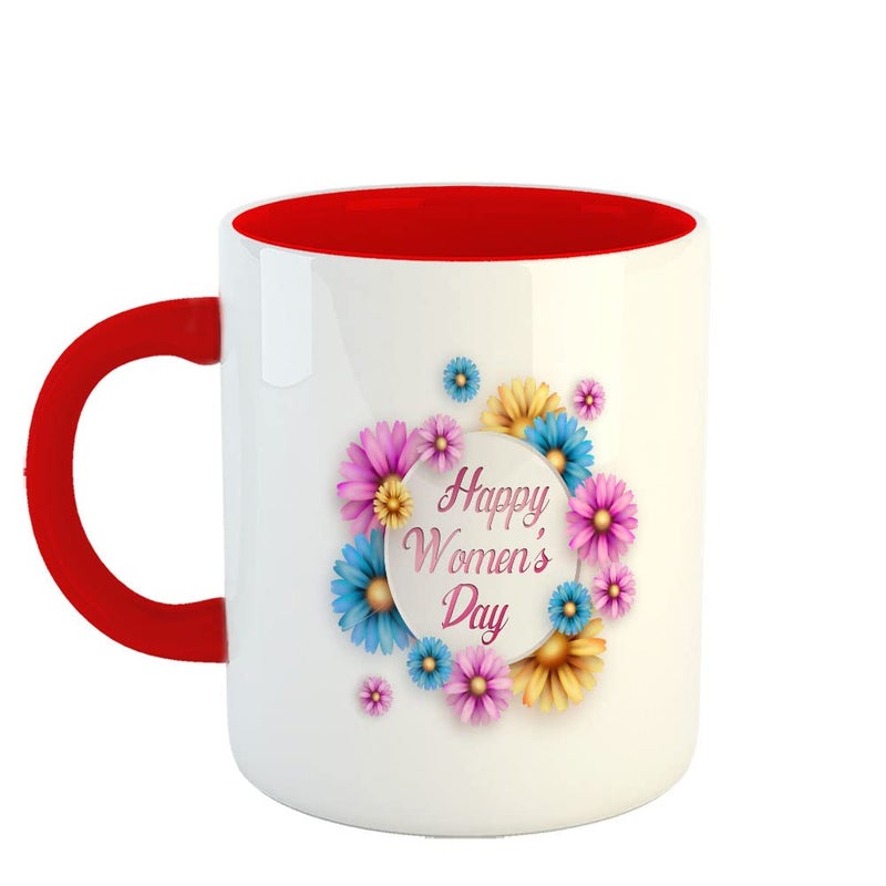 Happu Happu Printed Ceramic Coffee Mug Womens Day Theme Happy Womens Day 9 Gift for Miss Gift for Lady Boss Gift for Wife Gift for Babe 325 ML11Oz 3079RD  - Image 1