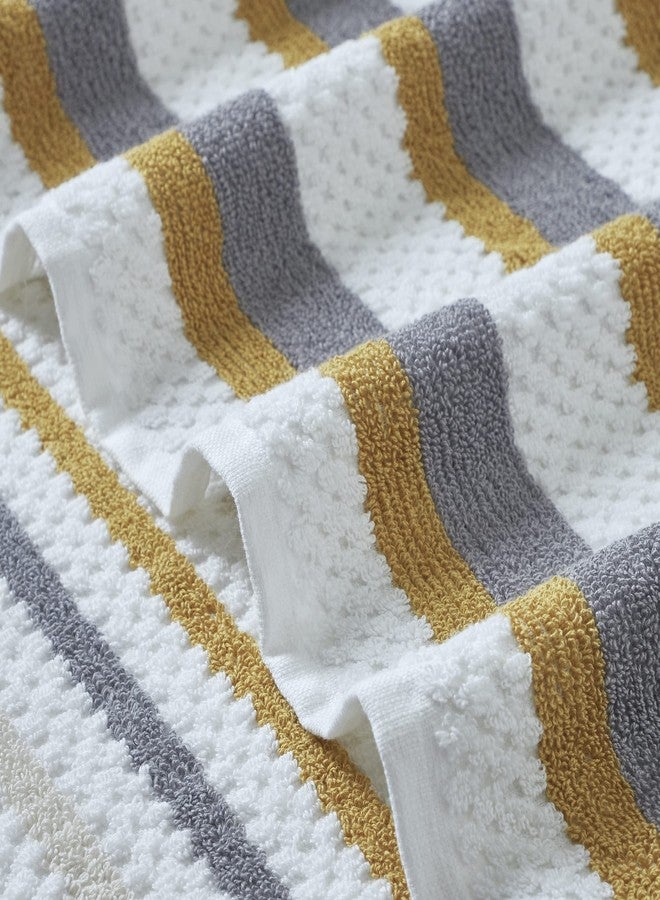 Modern Threads Pax 6-Piece Reversible Yarn Dyed Jacquard Towel Set - Bath Towels, Hand Towels, & Washcloths - Super Absorbent & Quick Dry - 100% Combed Cotton, Mustard - Image 2