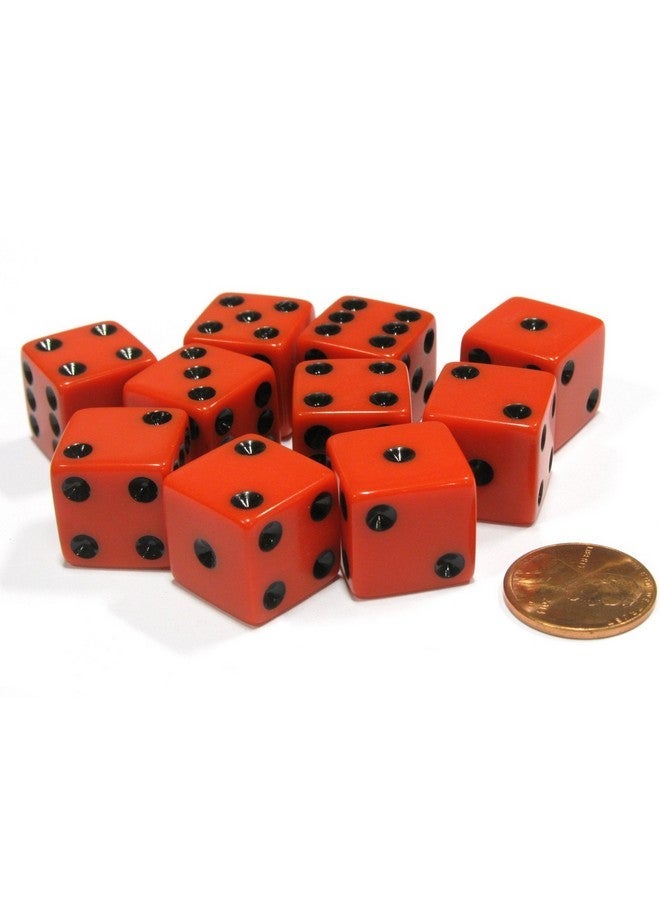 Set of 10 Six Sided Square Opaque 16mm D6 Dice -Red with Black Pip Die by Koplow Games