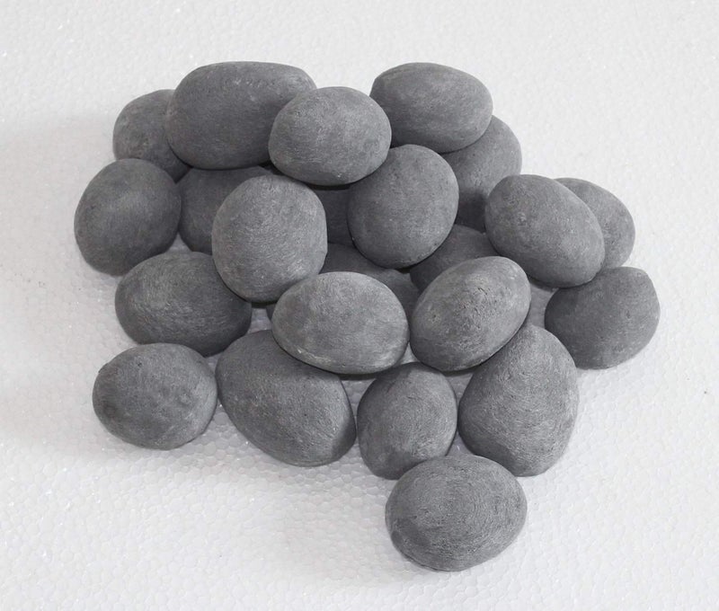 Hmleaf 24 PCS Fireplace Ceramic Pebbles for Firepits or Fireplaces or Stoves in Gray - Image 1