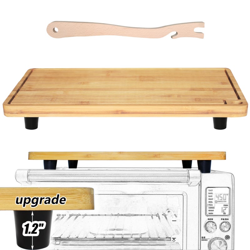Ansoon Bamboo Wood Cutting Boards for Mini Smart Toaster Oven Air Compatible with Breville 860 BSS845BSS Countertop Oven 12inch Heat Resistant Silicone Feet Creates Storage Space