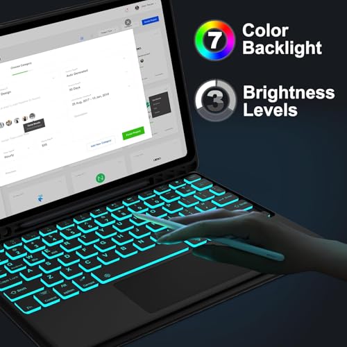 Microware Keyboard Case for Samsung Galaxy Tab S8 Plus/S7 Plus/S7 FE 12.4 Inch, Magnetic Detachable Wireless Bluetooth Keyboard, Smart Touchpad Cover with Pen Holder(Normal Trackpad, S7 FE 12.4 inch) - Image 5