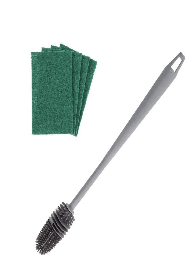 DOMUM Silicone Bottle Brush & 4pcs Green Scrub for Cleaning Bottle, Glass & Utensils (Combo Pack). - Image 1