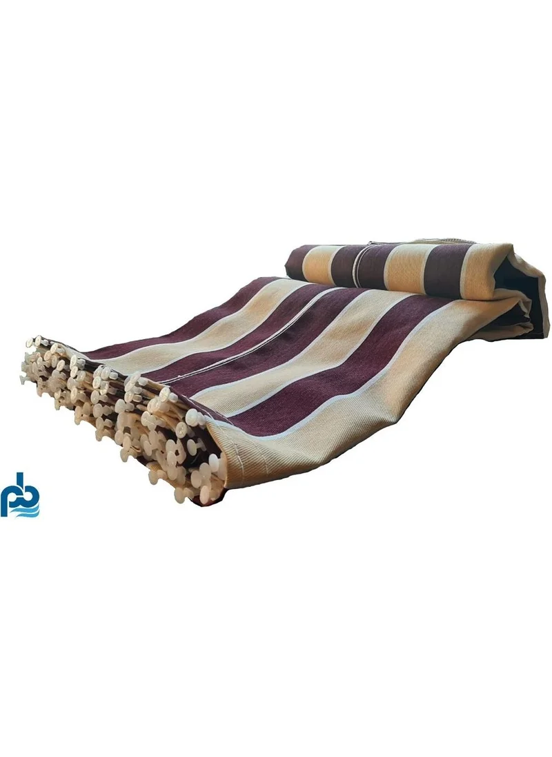 Pamukkale Branda Pamukkale Canvas Balcony Curtain Cornice Buckle Laced Burgundy Cream 260X200