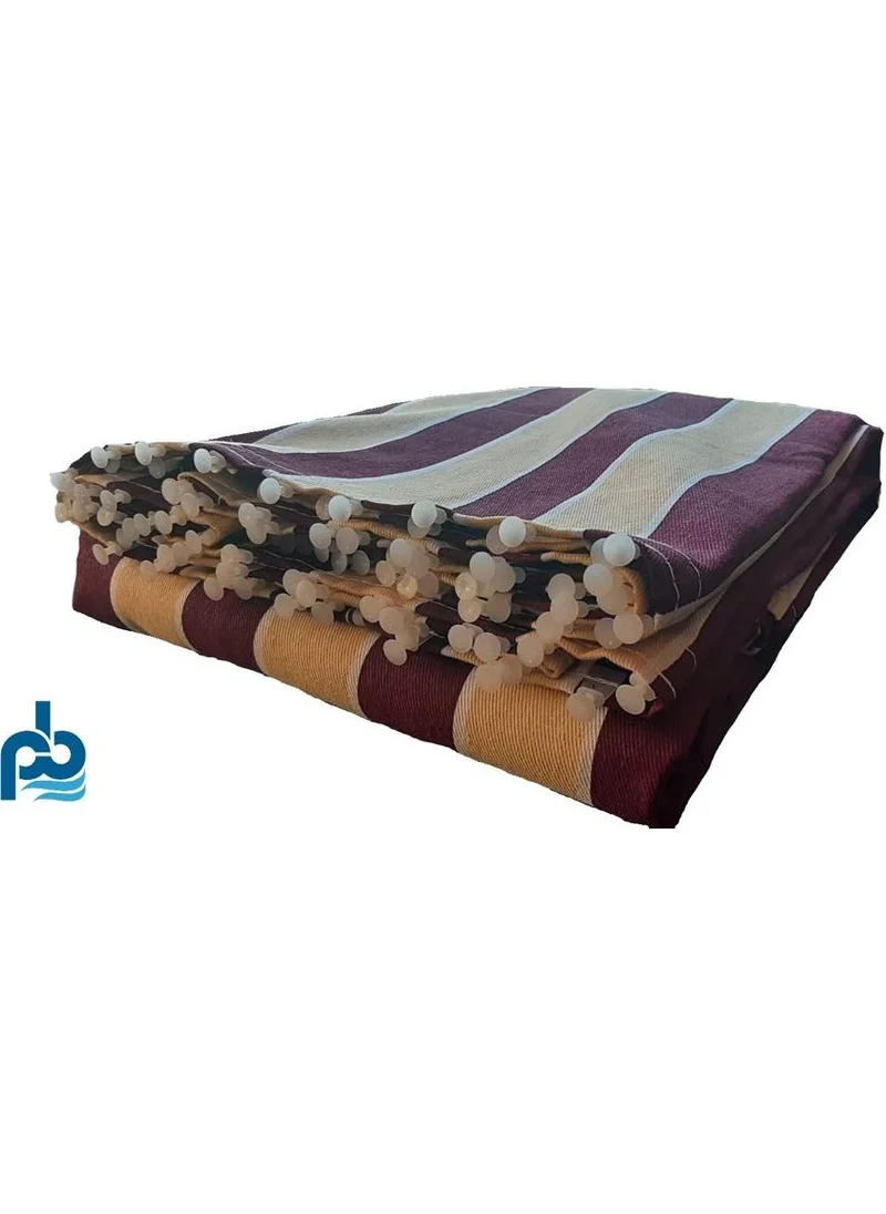 Pamukkale Branda Pamukkale Canvas Balcony Curtain Cornice Buckle Laced Burgundy Cream 260X200