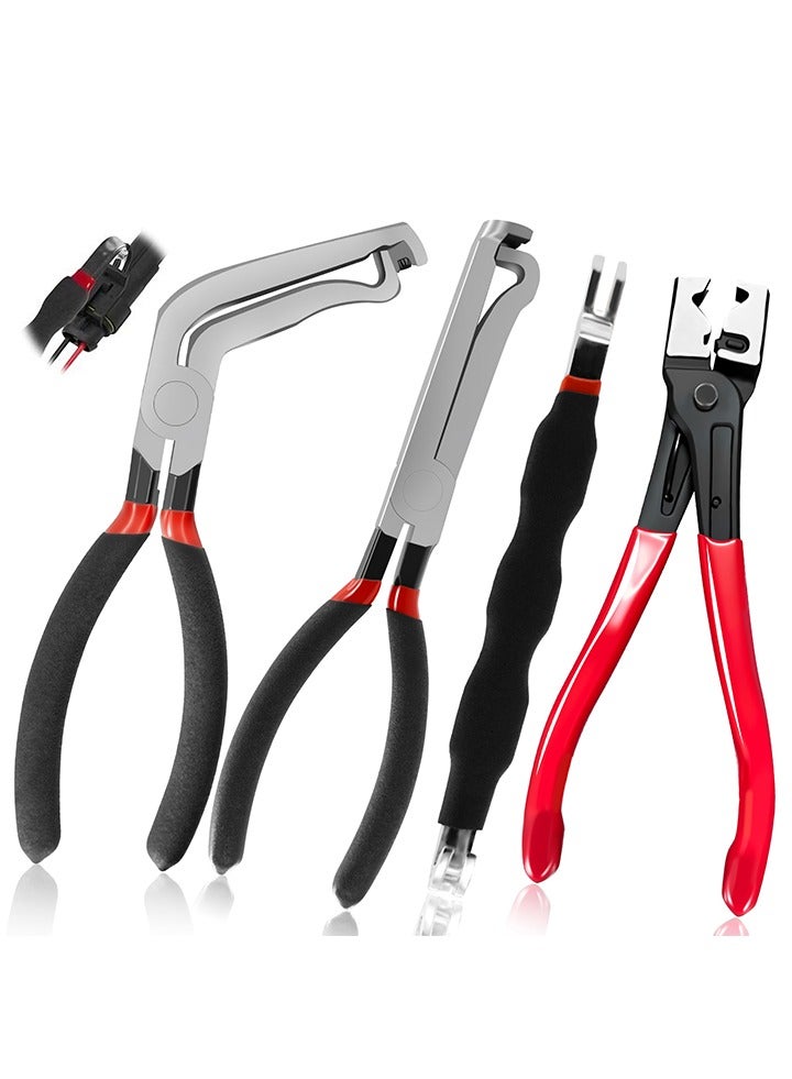 Auger 4 Pcs Electrical Disconnect Pliers for Cars，60 Degree Connector Pliers，Safety Wire Plier,Automotive Tools Electrical ConnectorPliers,ElectricalPlug DisconnectPliers,Fuel Line Petrol Clip Pipe - Image 1
