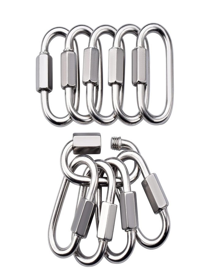 Alele D-Shape Locking Carabiner M4 Stainless Steel Quick Link Chain Connector Keychain Ring Buckle 10 Pack - Image 2