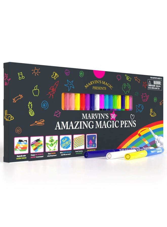 Marvin's Magic NEW x 30 Amazing Magic Pens - Color Changing Magic Pen Art - Create 3D Lettering or Write Secret Messages - Includes 30 Magic Pens - Image 1