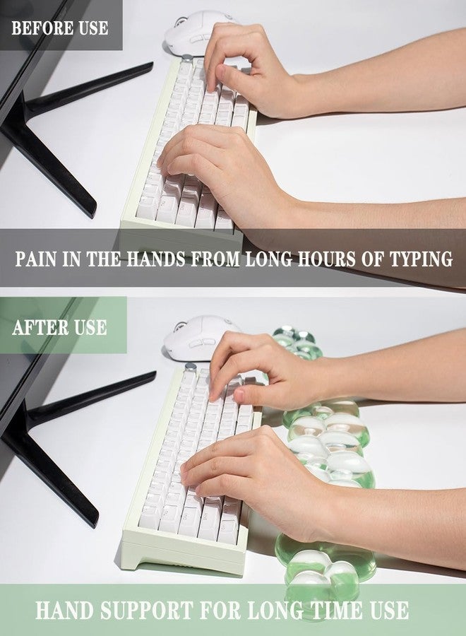 Sumgsn Clear Gel Wrist Rest for Keyboard and Mouse, Green Cloud Keyboard Wrist Rest Set, Cute Ergonomic Silicone Wrist Rest for Keyboard 60%/68%/75% - Image 2