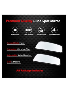 KASTWAVE Rectangle Blind Spot Mirror, 360 Degree HD Glass and ABS Housing Convex Wide Angle Rearview Mirror for Universal Car Fit (Pack of 2)  - Image 2