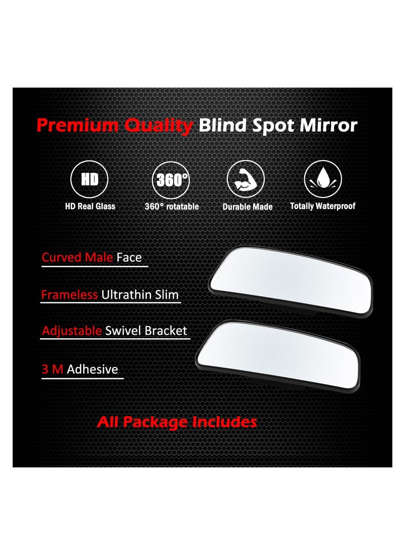 KASTWAVE - Rectangle Blind Spot Mirror, 360 Degree HD Glass and ABS Housing Convex Wide Angle Rearview Mirror for Universal Car Fit (Pack of 2) - Image 1