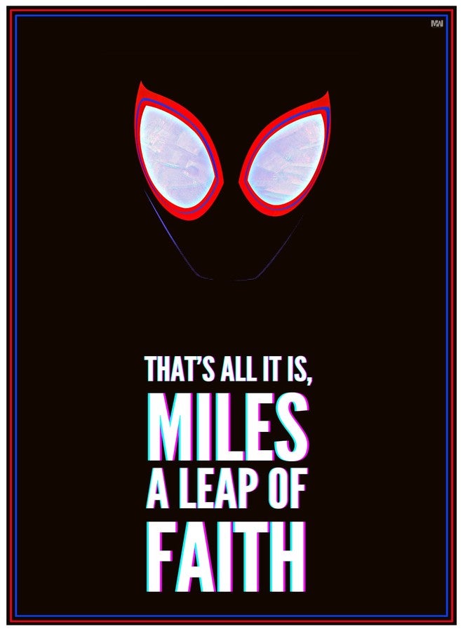 Midnight Works Spiderman Into The Spiderverse Miles Morales Quote Poster 12 x 18 inch 300 GSM - Image 1