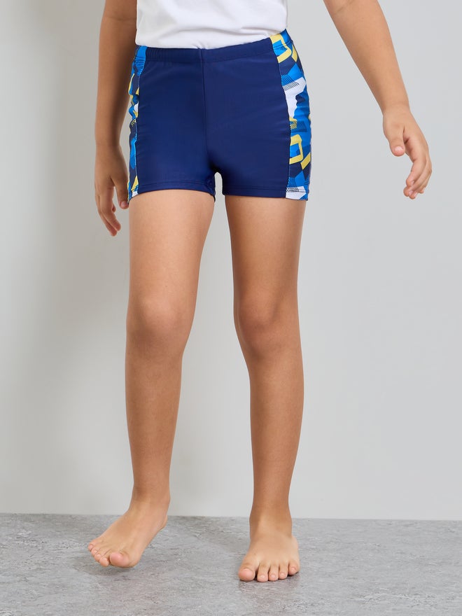 Styli Boys Side Pannel Print Swim Shorts with Cap - Image 2