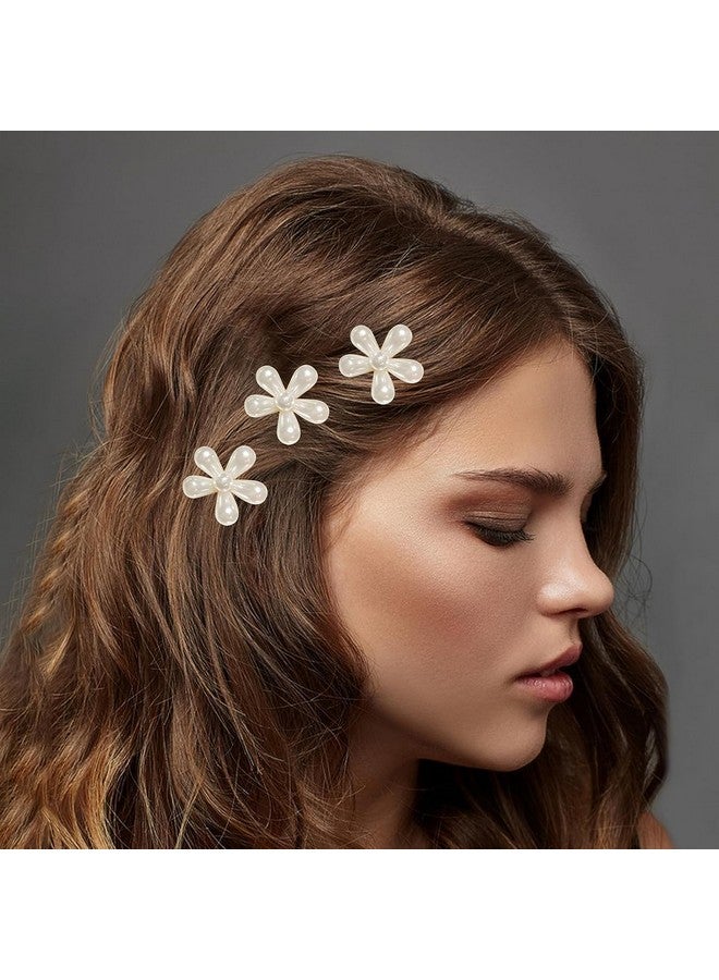 SUN Ring SUNRING Mini Pearl Hair Claw Clip, Hair Barrettes Flower Pins Clips with Daisy Flower Design Sweet Cute Bangs Hair Accessories for Women Girls (Pack of 4, White) - Image 4