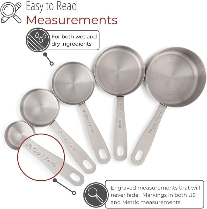 Rabbonix Stainless Steel Measuring Cups & Spoons - 10 Piece Heavy Duty Measuring Cups & Spoons Set for Dry Foods, Spices or Liquids - Image 3