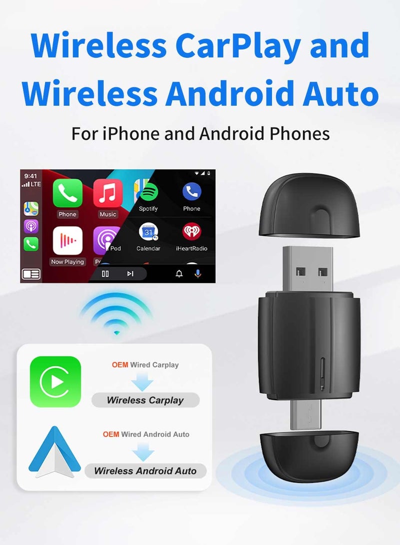 Digisand 2 In 1 Wireless Carplay Auto Adapter Mini Box - with Bluetooth and WiFi - Smart Car Box Converts Wired to Wireless - for Wired CarPlay/Auto Cars - Auto-Connect, Plug and Play - Image 2