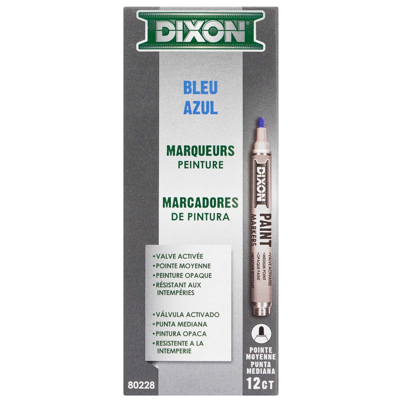 DIXON Industrial Paint Markers, Medium Tip, Box of 12 Markers, Blue (80228) - Image 4