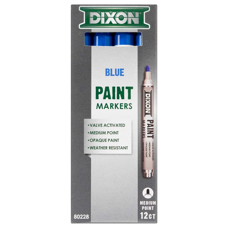 DIXON Industrial Paint Markers, Medium Tip, Box of 12 Markers, Blue (80228) - Image 3