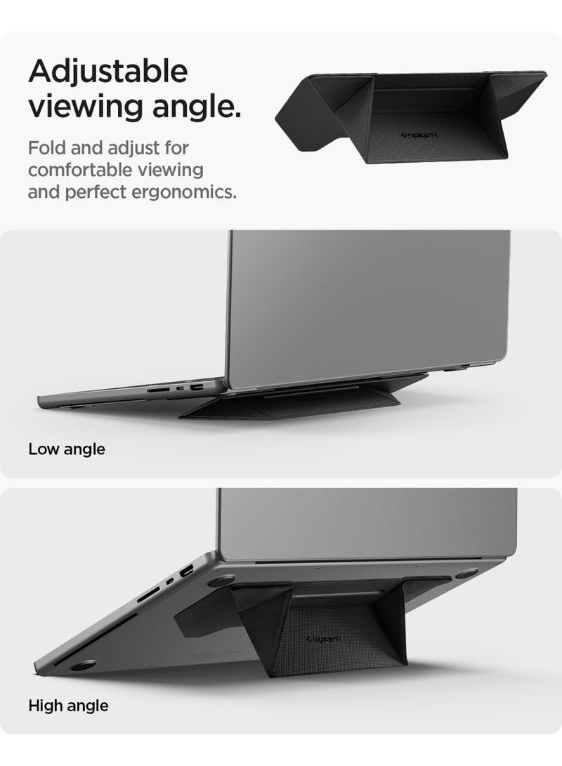 Spigen Slim Fold Adhesive Laptop Stand Foldable Portable Dual Ergonomic Angle Adjustment Lift Anti-Slip Compatible with MacBook Pro, MacBook Air 11"-16" and More - Black (LD201-S3) - Image 5