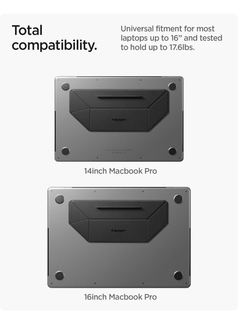 Spigen Slim Fold Adhesive Laptop Stand Foldable Portable Dual Ergonomic Angle Adjustment Lift Anti-Slip Compatible with MacBook Pro, MacBook Air 11"-16" and More - Black (LD201-S3) - Image 2