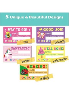 Realfrog Behavior Punch Cards for Kids Classroom Pack of 250 Reward Punch Cards - Incentive and Loyalty Cards for Business, Classroom and Students - Student Awards Teachers - 2 x 3 inches 5 Styles  - Image 3