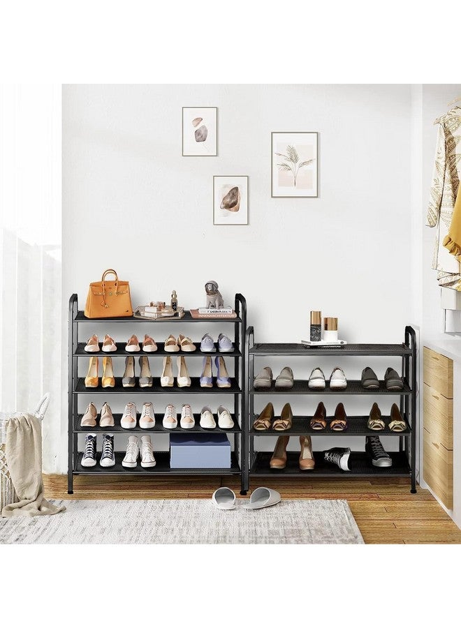 EXVITO Metal Shoe Rack for Home - Adjustable & Stackable Waterproof Open 5-Tier Shoe Rack for Closet Entryway, Bedroom, Outdoor, DIY Multi-Purpose Portable Carbon Steel Shoe Stand - BLACK - Image 2