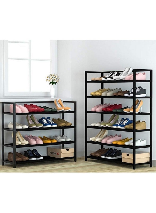 EXVITO Metal Shoe Rack for Home - Adjustable & Stackable Waterproof Open 5-Tier Shoe Rack for Closet Entryway, Bedroom, Outdoor, DIY Multi-Purpose Portable Carbon Steel Shoe Stand - BLACK - Image 3