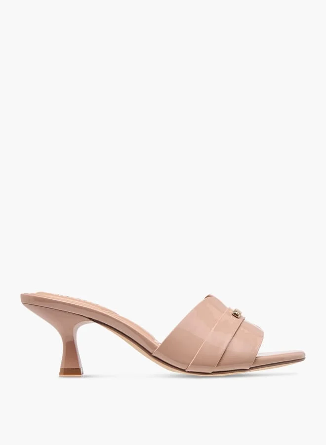 سيليست Women's Textured Slip-On Sandals with Flared Heels
