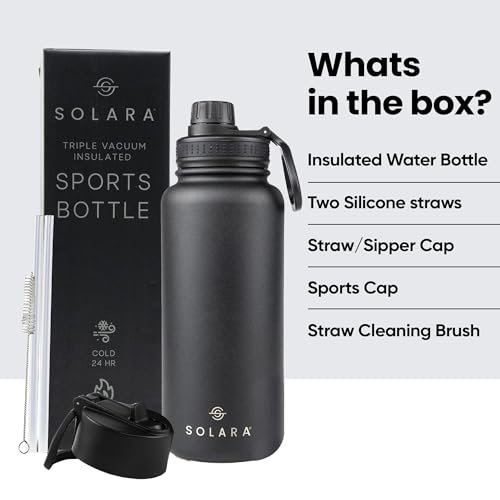 SOLARA Insulated Water Bottle 1 Litre, Hot Water Bottle, 1000ml Thermosteel Water Bottles for Travel, Home, Office, School, Gym, Adults, Water Bottle Hot and Cold, Sipper Bottle, Black Knight - Image 5