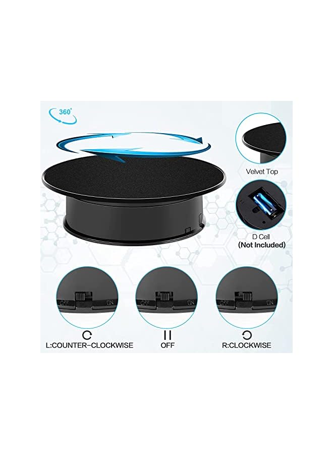 The Bros Motorized Rotating Display Stand, 8" Ultra-Quiet 360 Degree Electric Rotating Turntable Display Stand for Photography Products, Jewelry, Cake,3D Model (Battery Operated, 10LB Load) - Image 4
