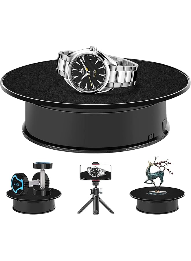 The Bros Motorized Rotating Display Stand, 8" Ultra-Quiet 360 Degree Electric Rotating Turntable Display Stand for Photography Products, Jewelry, Cake,3D Model (Battery Operated, 10LB Load) - Image 1