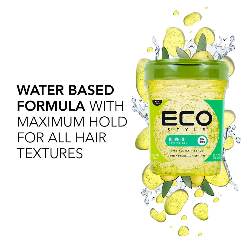 Eco Style Ecoco Eco Style Gel Olive Oil - 100% Pure Olive Oil - Adds Shine And Tames Split Ends - Weightless Style - Nourishes And Repairs - Adds Moisture To The Scalp - Superior Hold - Healthy Shine - 32 Oz - Image 3