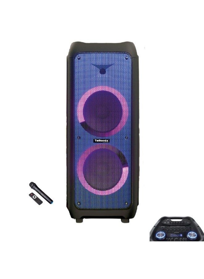 Telionix Rechargeable Party Speaker, Dual 12-Inch Woofer, Bluetooth & TWS, 80W RMS, 90000W PMPO, LED Lights, USB/TF Card Slots, Karaoke Mic, AUX Input, Trolley Design - pzsku/Z32ECE1285DD301B0D089Z/45/_/1732516447/5a4928d9-6429-42ff-9051-eb51ae489a12