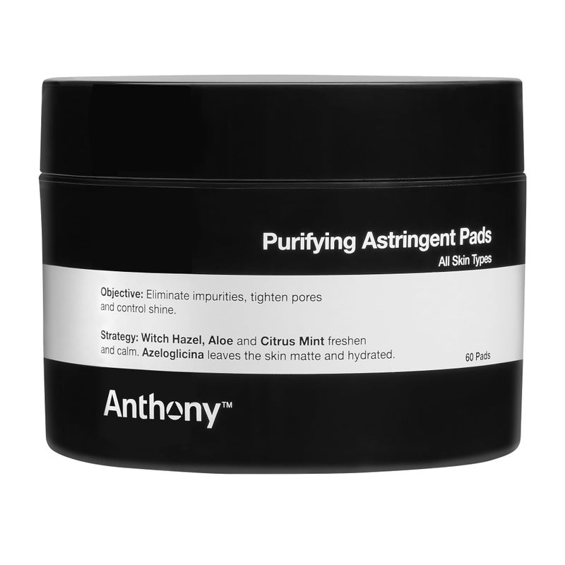 Anthony Witch Hazel Pads Pore Cleaner 60 Count Purifying Astringent Cleansing Toner Pads  Aloe Vera and Citrus Mint Eliminate Impurities Minimize Pores and Control Shine