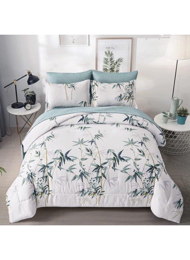 AL RAID King Size Duvet Cover 220x240cm Set with 1 Fitted Sheet 200x200+30cm and 4 Pillow Cover 50x75cm - For Double Size Mattress - Soft Floral Textured - 250 Thread Count Bed Sheet Set - Image 4