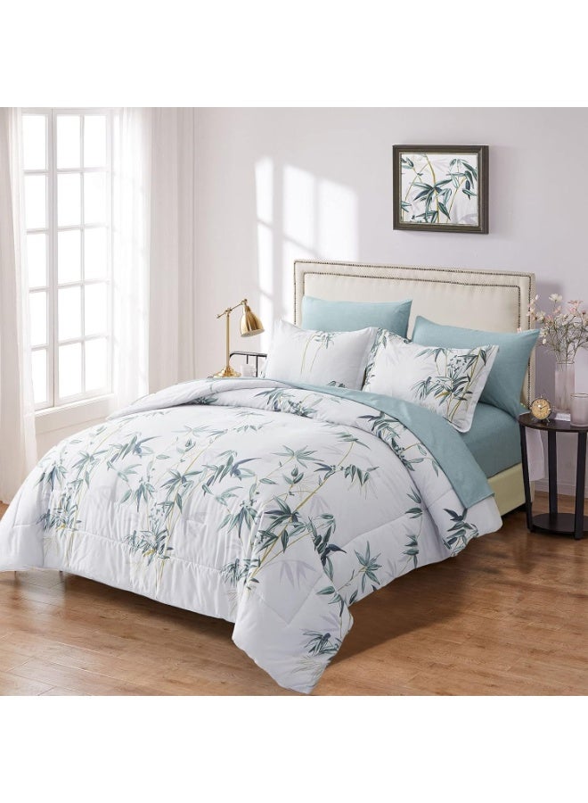 AL RAID King Size Duvet Cover 220x240cm Set with 1 Fitted Sheet 200x200+30cm and 4 Pillow Cover 50x75cm - For Double Size Mattress - Soft Floral Textured - 250 Thread Count Bed Sheet Set - Image 3