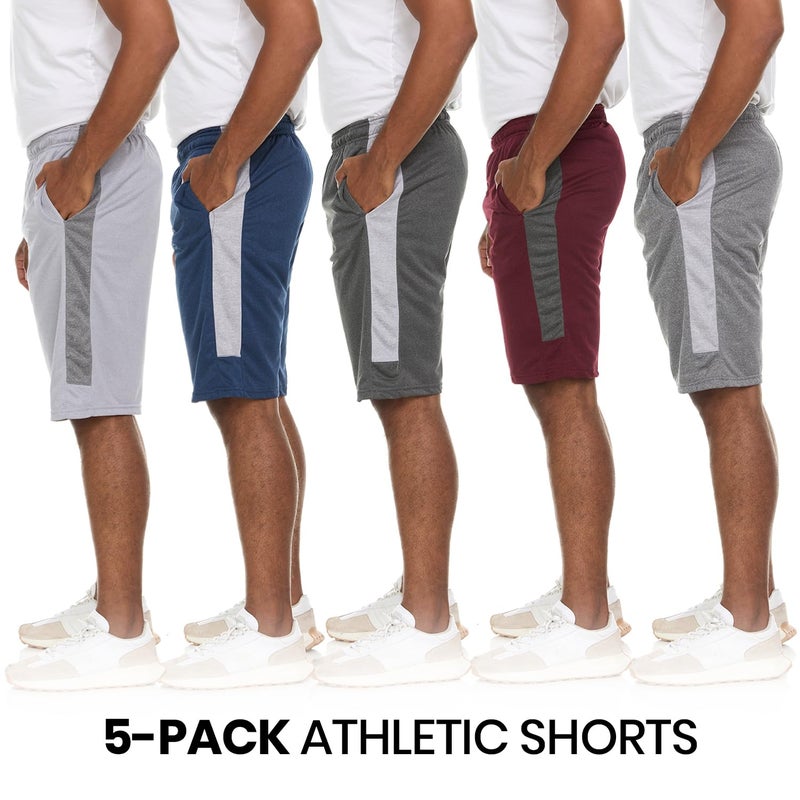 Essential Elements Athletic Shorts for Men - Men's Basketball Shorts - Sports Shorts for Workout, Gym, Running (5 Pack/Set D, Small) - Image 2