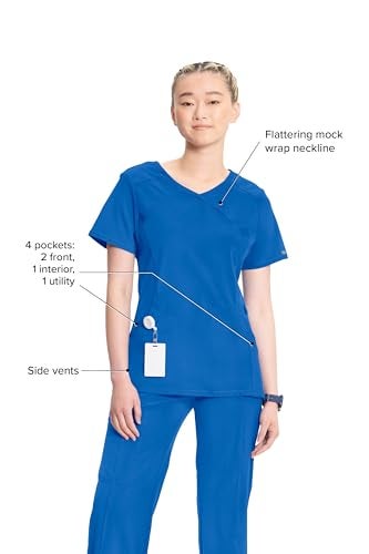 Cherokee قمصان تمريض نسائية من إنفينيتي شيروكي، قمة برباط مزيف 2625A، S، أزرق ملكي - Image 4