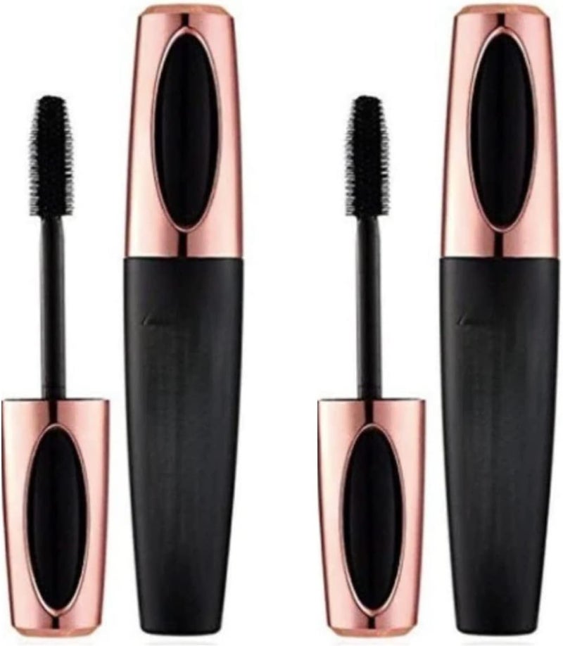 4D Mascara x2 GLAMZA Long Lash Silk Fibre Mascara for Longer Thicker Lashes Waterproof Smudge Proof Black