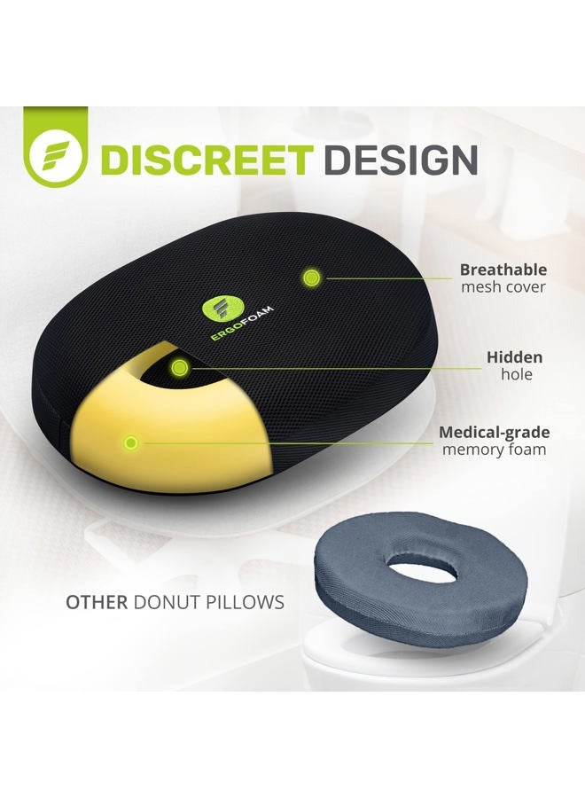 ErgoFoam Orthopedic Donut Pillow for Tailbone Pain | Donut Seat Cushion for Hemorrhoids | Plush Support for Comfort | Breathable Mesh Cover | Hemmoroid Pillow | Postpartum | Doughnut Pillow - Image 3