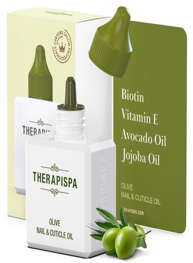 THERAPISPA Nail & Cuticle Oil with Avocado, Jojoba, Biotin & Vitamin E – Nail Growth & Repair Oil for Damaged Cuticles & Brittle Nails (Olive, 2.0 fl oz) - Image 1