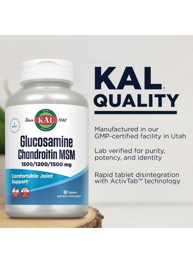 KAL KAL Glucosamine Chondroitin MSM, Joint Support Supplement for Women and Men, 1500mg Glucosamine Sulfate, 1200mg Chondroitin, 1500mg MSM, Rapid Disintegration, 60-Day Guarantee, 30 Servings, 90 Tablets - Image 5