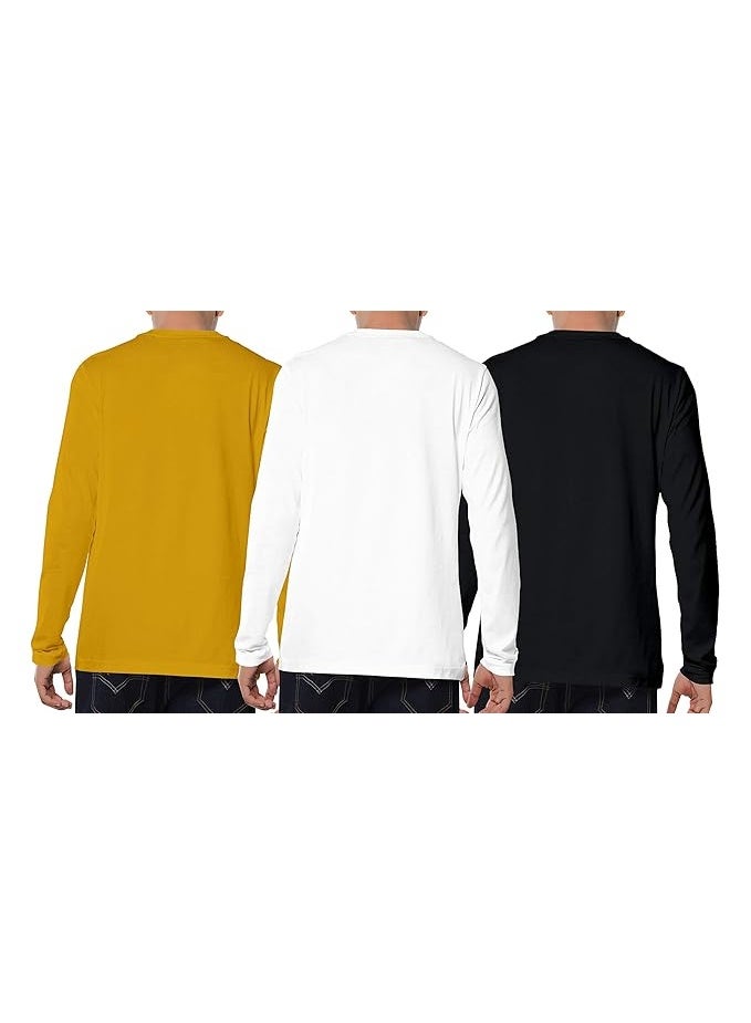 OPLU Store Men's Regular Fit Cotton Printed Tshirts Pack of 3,Yellow,Black& white, 3XL - Image 3