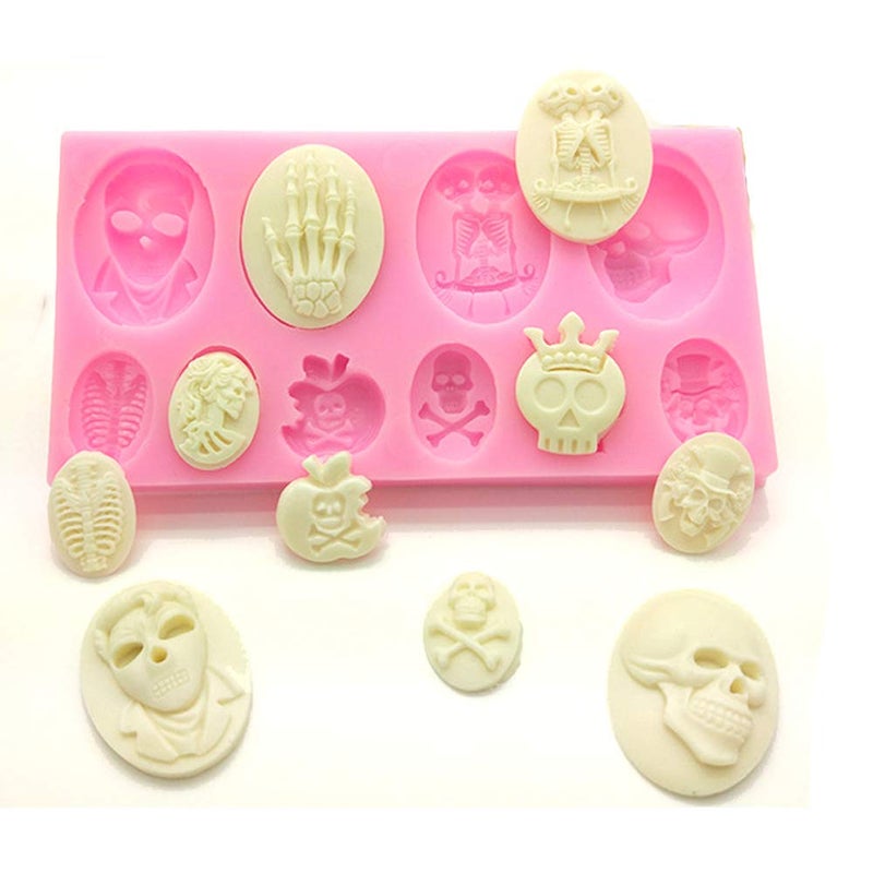 FOYARA Halloween Skull Skeleton Fondant Silicone Cake Decoration Mould Chocolate Mould Sugar Icing Gumpaste Kitchen DIY Baking Tools - Image 1